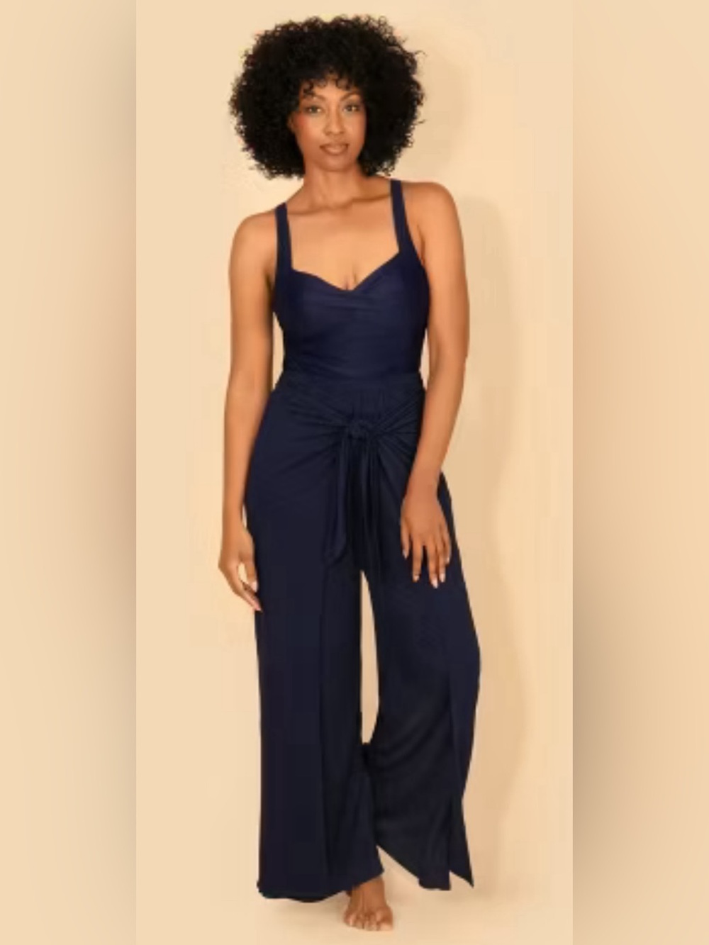 NWT Lands' End Women's Pareo Swim Cover Up Pant Navy Blue Large